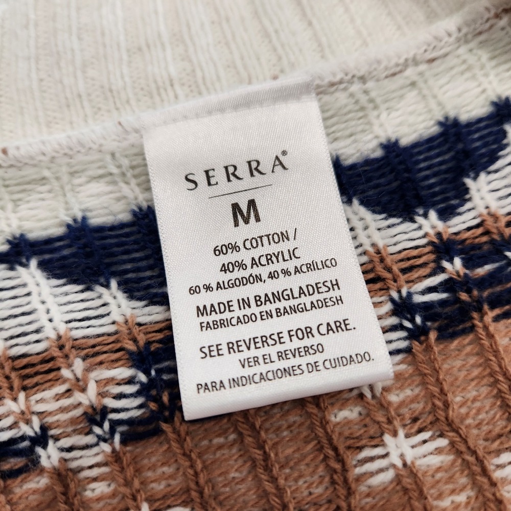 SERRA Pink Blue Tan Cream Tribal Aztec Long Sleeve Cardigan Pockets Size Medium - Picture 4 of 8